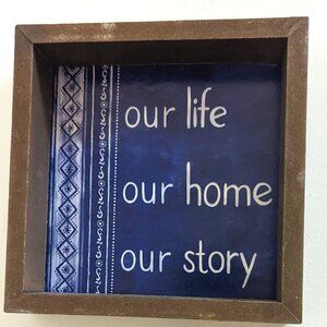 NWT Rustic Farmhouse 'Our Life Home Story' Wood Box Sign Decor Michaels Ashland